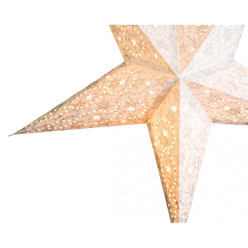Gwiazda papierowa brokatowa beżowa LED 60 cm - 3