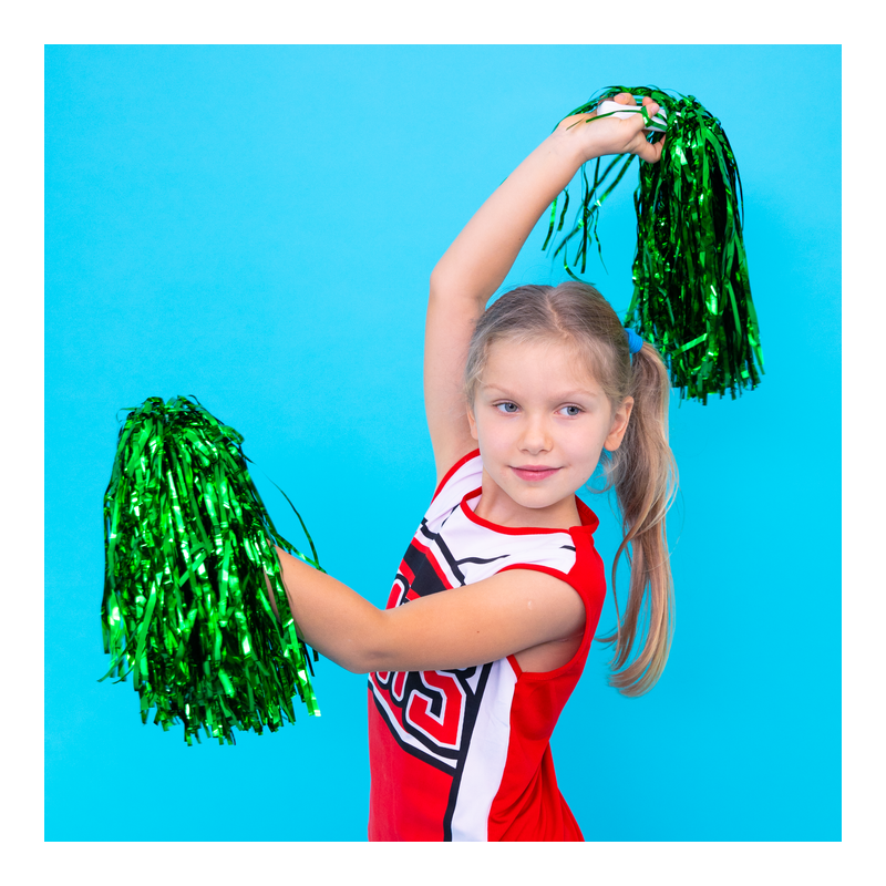 Pompony cheerleaderki zielone 2szt zestaw 38cm - 2
