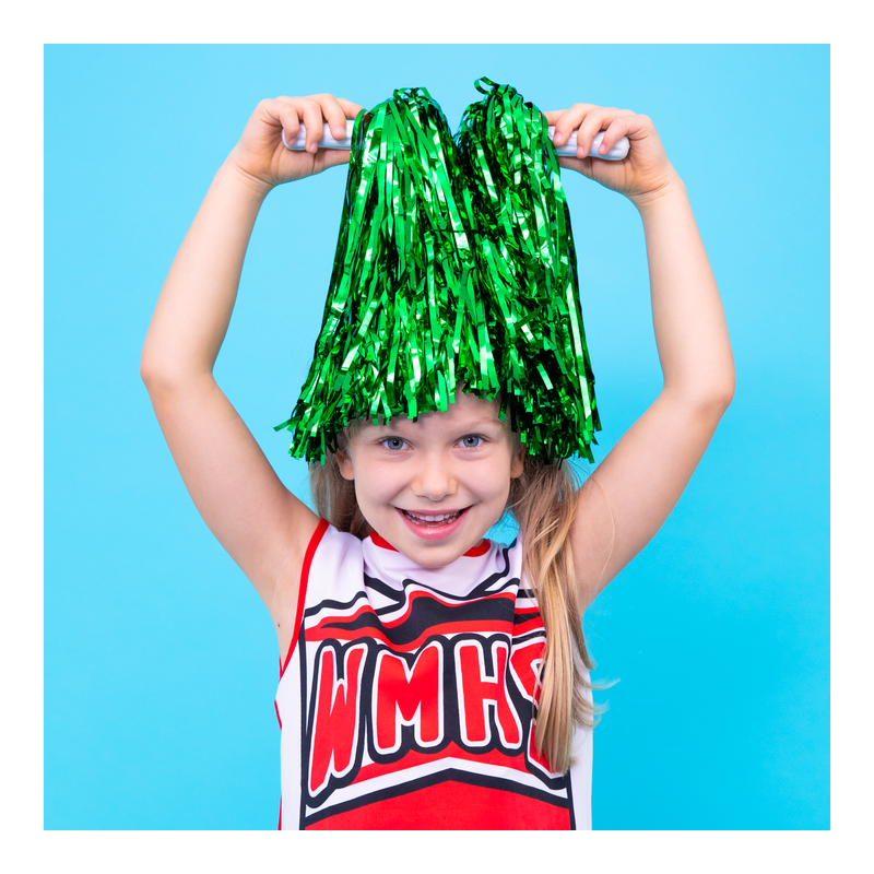 Pompony cheerleaderki zielone 2szt zestaw 38cm - 3