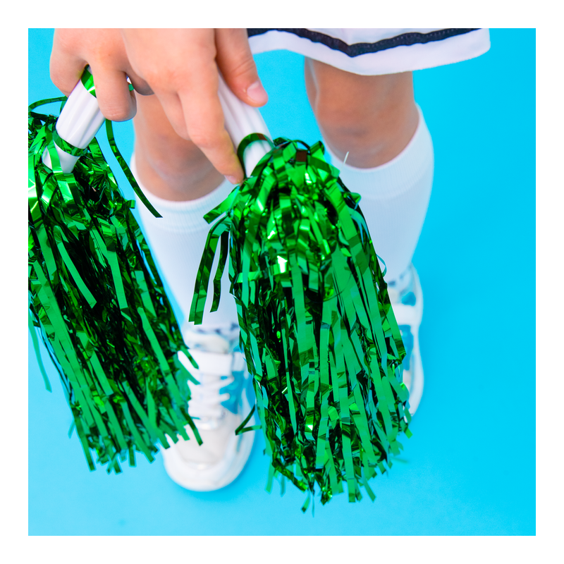 Pompony cheerleaderki zielone 2szt zestaw 38cm - 4