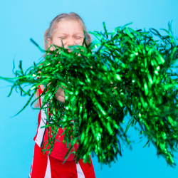 Pompony cheerleaderki zielone 2szt zestaw 38cm - 6