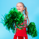 Pompony cheerleaderki zielone 2szt zestaw 38cm - 7