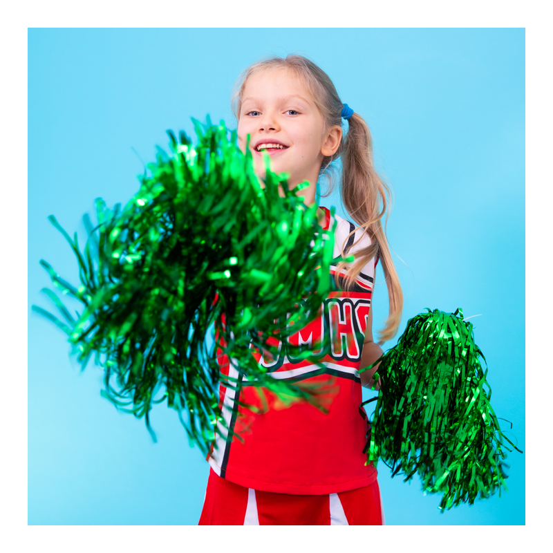 Pompony cheerleaderki zielone 2szt zestaw 38cm - 7