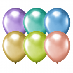 Balony lateksowe kolorowe chromowane na urodziny ZESTAW 27cm 10szt