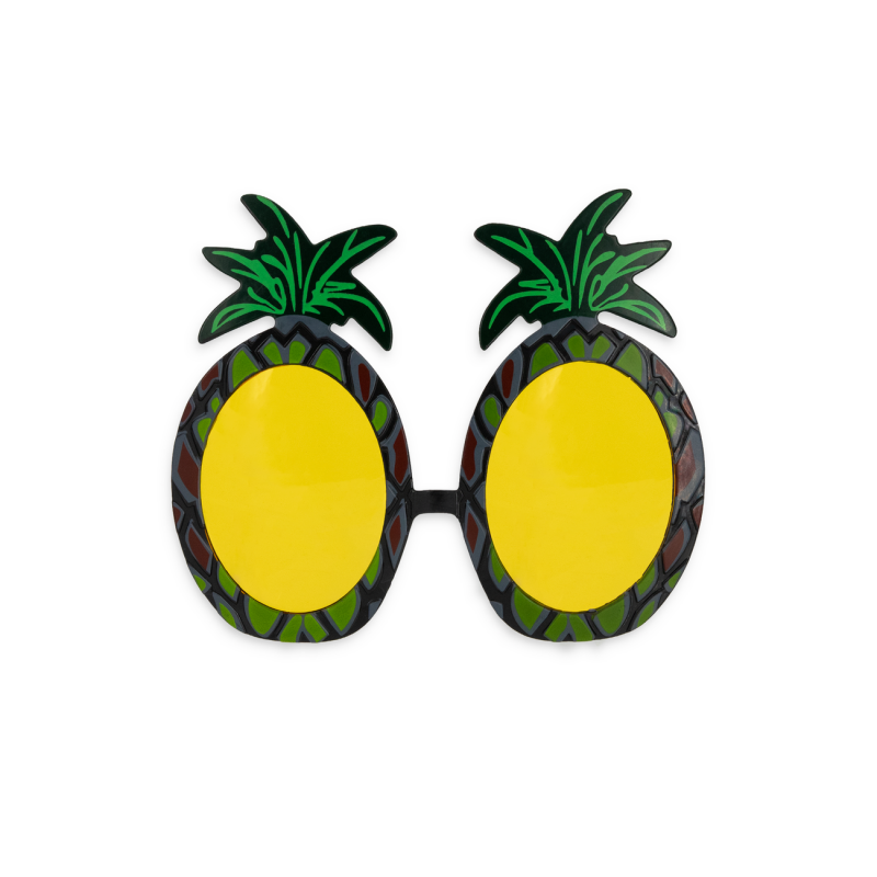 Okulary w kształcie ananasa okrągłe żółte 14cm - 1