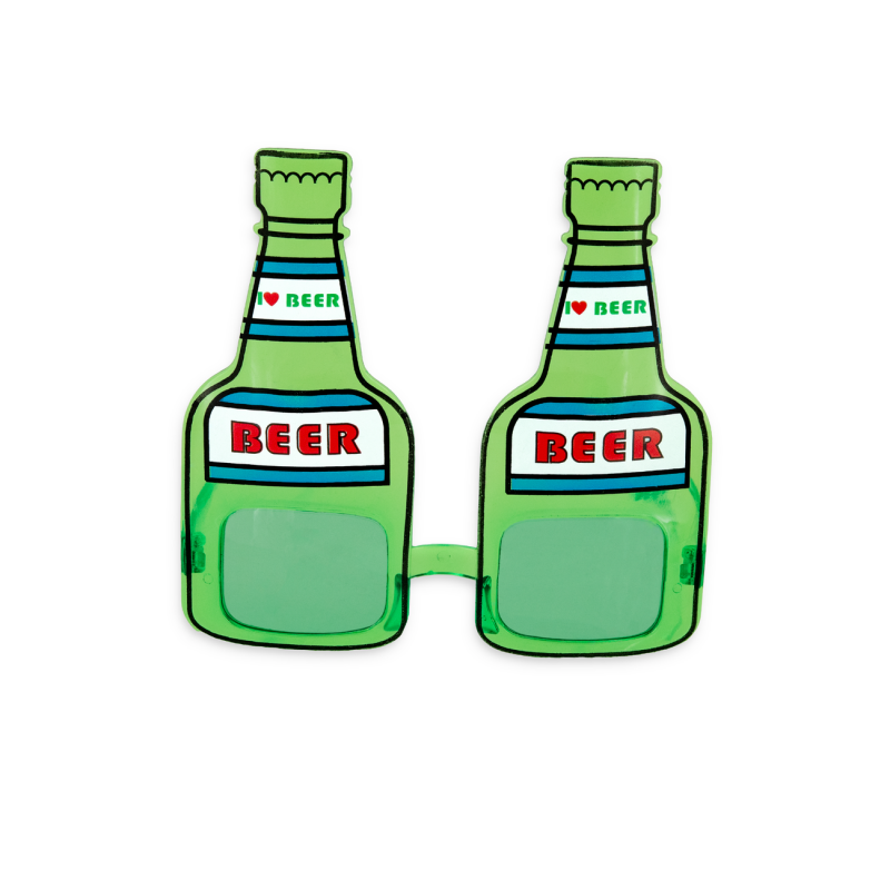 Okulary w kształcie butelki piwa zielone 15cm - 1