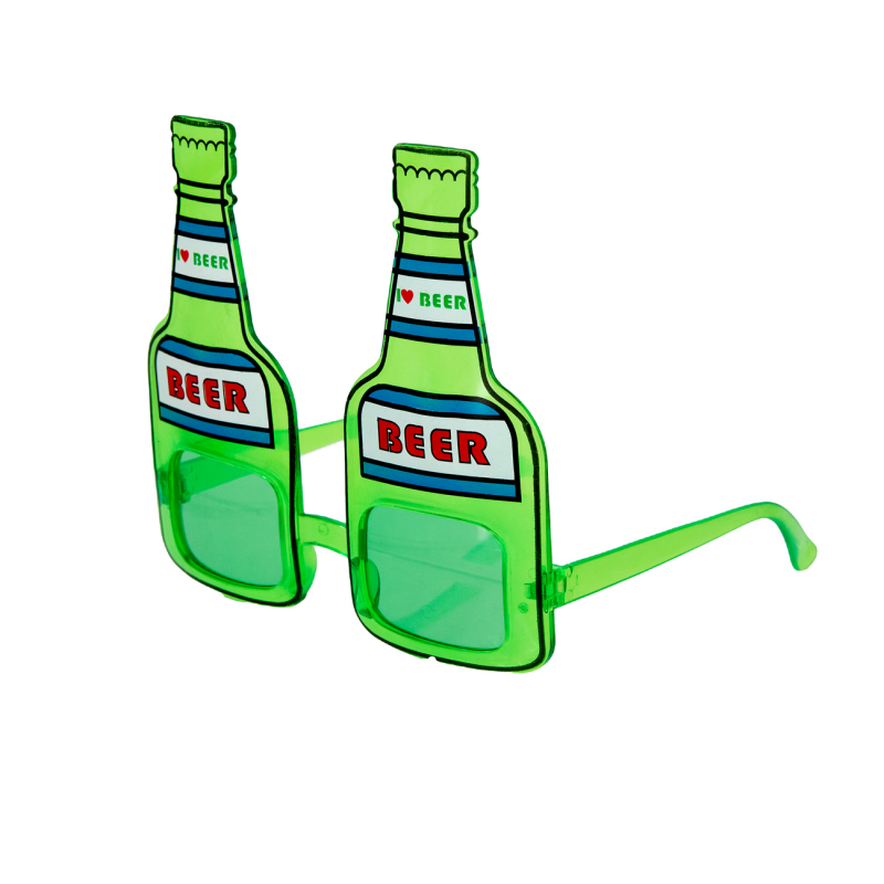 Okulary w kształcie butelki piwa zielone 15cm - 2