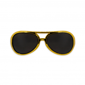 Okulary Elvis Presley złote czarne pekaesy 14cm - 1