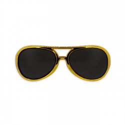 Okulary Elvis Presley złote czarne pekaesy 14cm