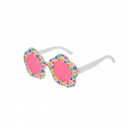 Okulary w kształcie kwiatków przezroczyste różowe - 2