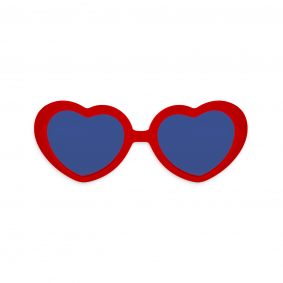 Okulary w kształcie serc czerwone czarne 15cm - 1
