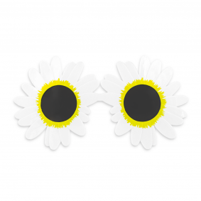 Okulary w kształcie stokrotek białe żółte 18cm - 1