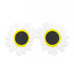 Okulary w kształcie stokrotek białe żółte 18cm