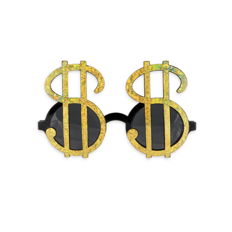 Okulary w kształcie złotego dolara holograficzne - 1
