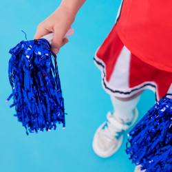 Pompony cheerleaderki niebieskie błyszczące 2szt - 4