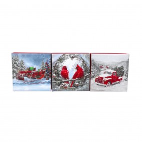 Pudełko ozdobne świąteczne mix 9,5x9,5x5,5cm