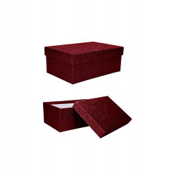 Pudełko ozdobne prezentowe bordowe brokatowe 21cm - 1