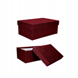 Pudełko ozdobne prezentowe bordowe brokatowe 25cm - 1