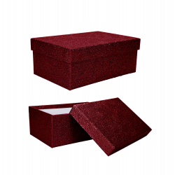 Pudełko ozdobne prezentowe bordowe brokatowe 29cm - 1