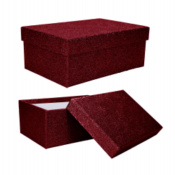 Pudełko ozdobne czerwony brokat 33x25,5x14,5cm - 1
