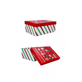 Pudełko ozdobne świąteczne kolorowe paski 19cm - 1