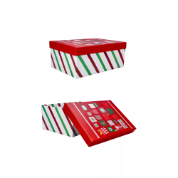 Pudełko ozdobne świąteczne kolorowe paski 21cm - 1