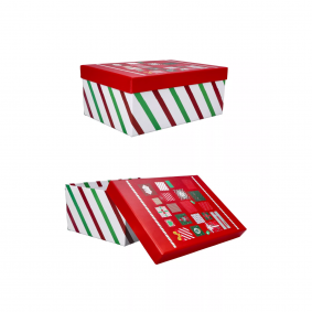 Pudełko ozdobne świąteczne kolorowe paski 23cm - 1