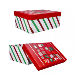 Pudełko ozdobne świąteczne kolorowe paski 31cm - 1
