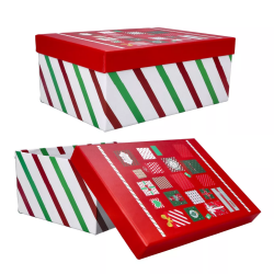 Pudełko ozdobne świąteczne kolorowe paski 35cm - 1