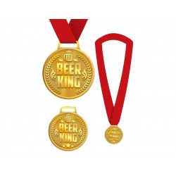 Medal "Król Piwa" naszyjnik złoty czerwona wstążka - 1