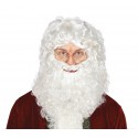Peruka Świętego Mikołaja z brodą biała kręcona - 1