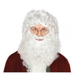Peruka Świętego Mikołaja z brodą biała kręcona