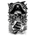 Sztuczny tatuaż czaszka statek szable czarny - 2