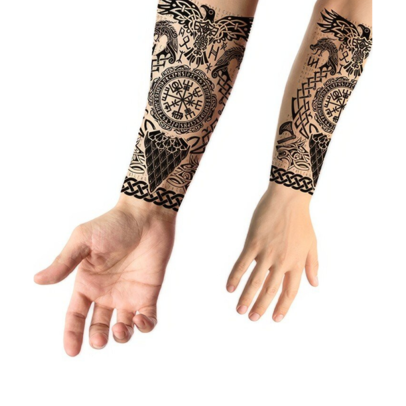 Sztuczny tatuaż Wiking Nordycki znaki czarny - 3