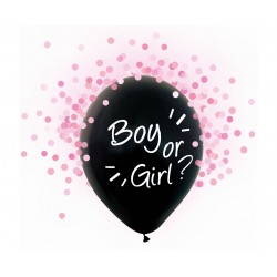 Balony lateksowe Boy Or Girl różowe konfetti 4 szt - 1