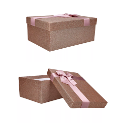 Pudełko ozdobne z kokardką różowe brokat 19cm