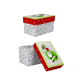 Pudełko ozdobne świąteczne kolorowe Mikołaj 21cm