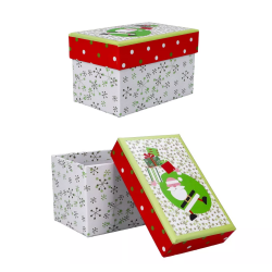 Pudełko ozdobne świąteczne kolorowe Mikołaj 25cm - 1