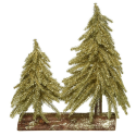 Mini drzewka choinki brokatowe złota srebrna 28cm - 3