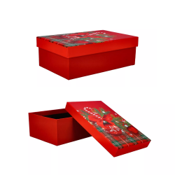 Pudełko ozdobne świąteczne czerwone bombki 19cm