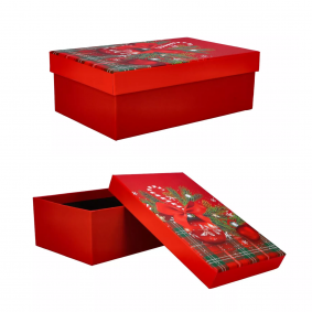 Pudełko ozdobne świąteczne czerwone bombki 21cm - 1