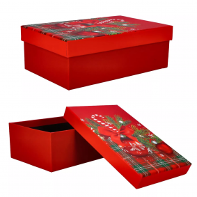 Pudełko ozdobne świąteczne czerwone bombki 23cm - 1