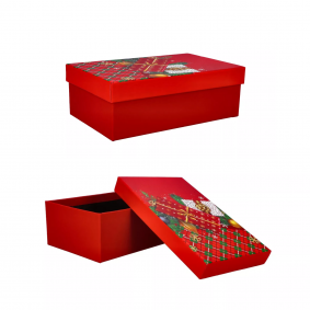 Pudełko ozdobne świąteczne czerwone prezenty 19cm - 1