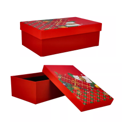 Pudełko ozdobne świąteczne czerwone prezenty 21cm - 1