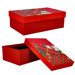 Pudełko ozdobne świąteczne czerwone prezenty 23cm - 1