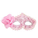Maska karnawałowa różowa z kwiatem róży i cekinami - 1