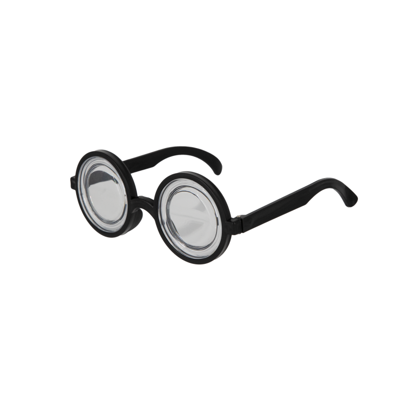 Okrągłe okulary nerda grube szkła czarna oprawka - 1
