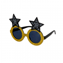 Okulary sylwestrowe gwiazdki czarno-złote 15cm - 2