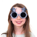 Okulary sylwestrowe gwiazdki czarno-srebrne 15cm - 4