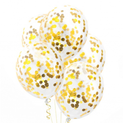 Balony lateksowe ze złotym konfetti 30cm 4szt - 1